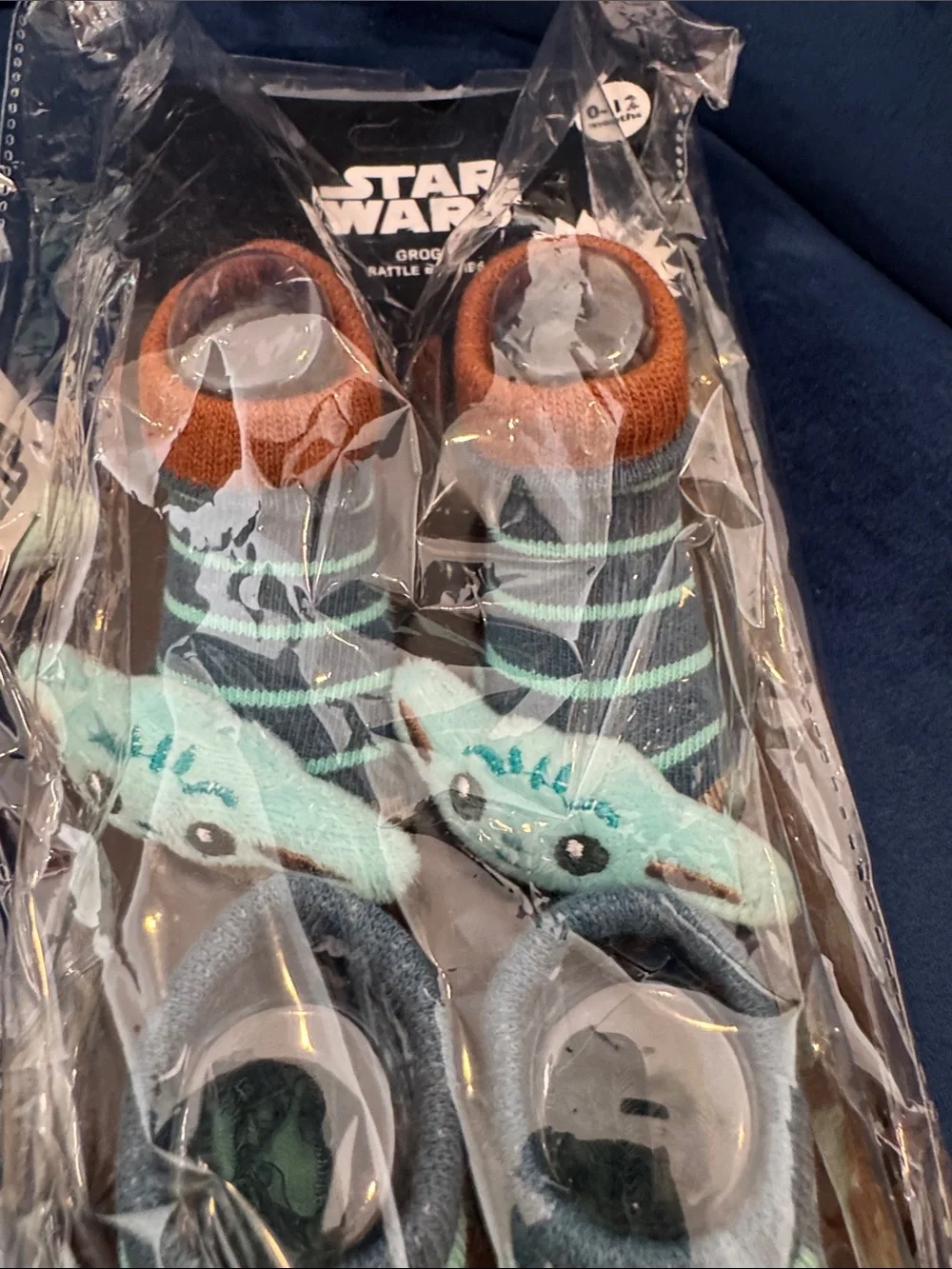 Star Wars Grogu Rattle Booties with cute mandarin plush